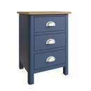 Rutland Oak Top Blue 3 Drawer Bedside Cabinet by Lavishway | Bedside Tables-33812