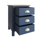 Rutland Oak Top Blue 3 Drawer Bedside Cabinet by Lavishway | Bedside Tables-33811