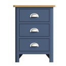 Rutland Oak Top Blue 3 Drawer Bedside Cabinet by Lavishway | Bedside Tables-33817