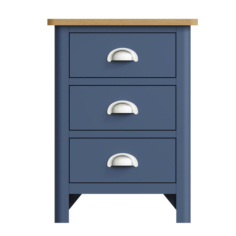 Rutland Oak Top Blue 3 Drawer Bedside Cabinet by Lavishway | Bedside Tables-33817