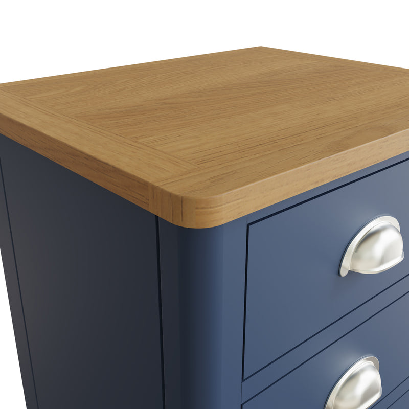 Rutland Oak Top Blue 3 Drawer Bedside Cabinet by Lavishway | Bedside Tables-33815