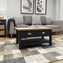 Rutland Oak Top Large Coffee Table in Blue by Lavishway | Coffee Tables-36373
