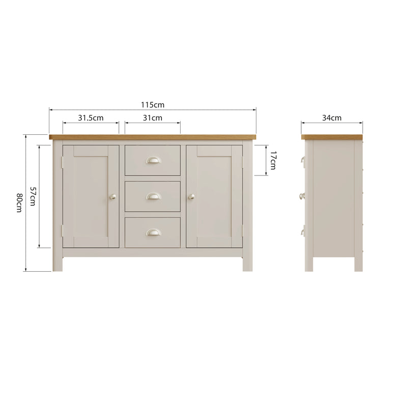 Rutland Oak Top Dove Grey Large Sideboard by Lavishway | Sideboards-36518