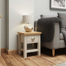 Rutland Oak Top Dove Grey 1 Drawer Lamp Table by Lavishway | Side Tables-36495