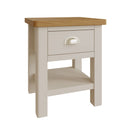 Rutland Oak Top Dove Grey 1 Drawer Lamp Table by Lavishway | Side Tables-36502