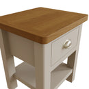 Rutland Oak Top Dove Grey 1 Drawer Lamp Table by Lavishway | Side Tables-36498