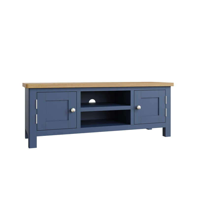 Rutland Oak Top Blue Painted Large TV Unit by Lavishway | TV Units Cabinets-33796
