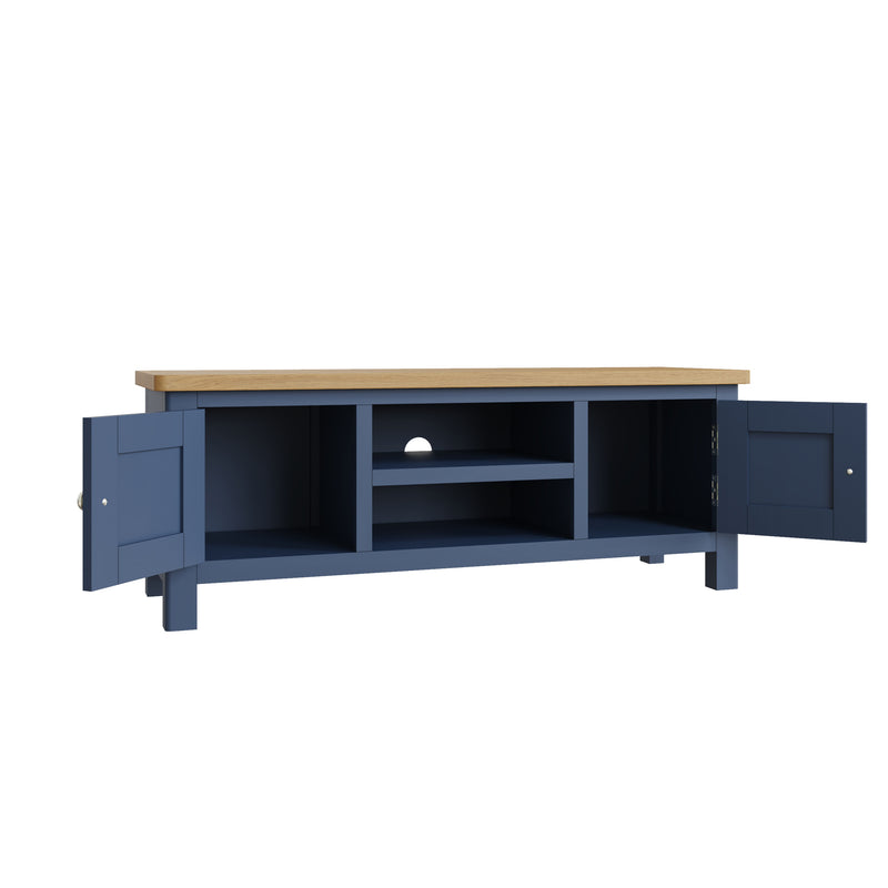 Rutland Oak Top Blue Painted Large TV Unit by Lavishway | TV Units Cabinets-33795