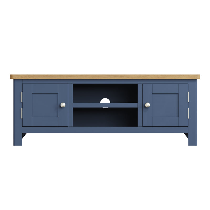 Rutland Oak Top Blue Painted Large TV Unit by Lavishway | TV Units Cabinets-33797