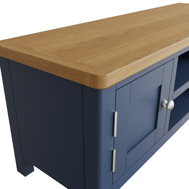 Rutland Oak Top Blue Painted Large TV Unit by Lavishway | TV Units Cabinets-33799