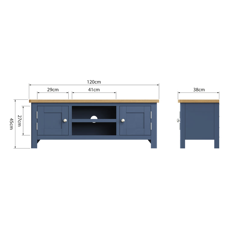 Rutland Oak Top Blue Painted Large TV Unit by Lavishway | TV Units Cabinets-33801