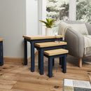 Rutland Oak Top Blue Nest of 3 Tables by Lavishway | Nest of Tables-36347