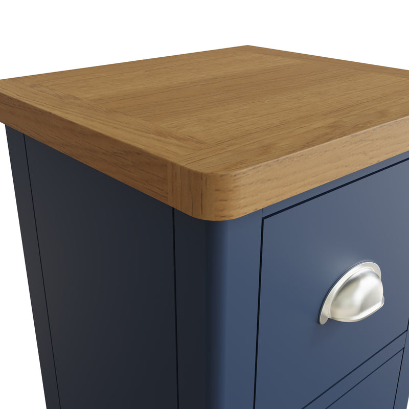 Rutland Oak Top Blue Bedside Cabinet by Lavishway | Bedside Tables-36453