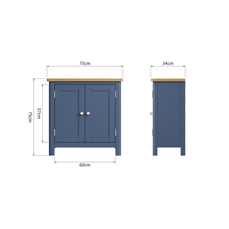 Rutland Oak Top Blue 2 Door Small Sideboard by Lavishway | Sideboards-33793