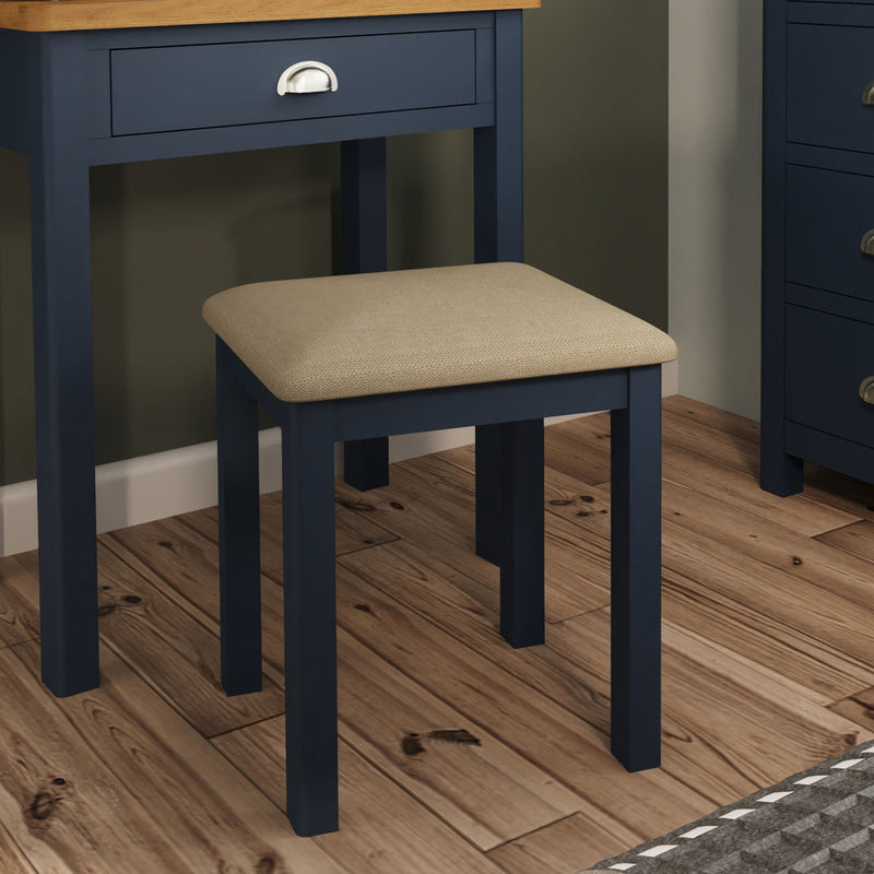 Rutland Oak Top Blue Painted Dressing Stool by Lavishway | Dressing Table Stools-36440