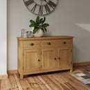 Oregon Solid Oak 3 Drawers Large Sideboard by Lavishway | Sideboards-36242