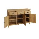Oregon Solid Oak 3 Drawers Large Sideboard by Lavishway | Sideboards-36243