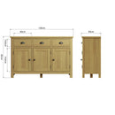 Oregon Solid Oak 3 Drawers Large Sideboard by Lavishway | Sideboards-36250