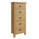 Oregon Oak 5 Drawers Narrow Chest by Lavishway | Chest Of Drawers-31828