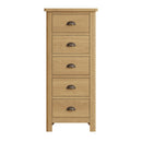 Oregon Oak 5 Drawers Narrow Chest by Lavishway | Chest Of Drawers-31827