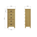Oregon Oak 5 Drawers Narrow Chest by Lavishway | Chest Of Drawers-31833