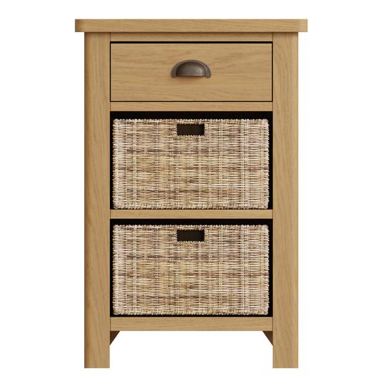 Oregon Oak 2 Baskets Unit Side Table by Lavishway | Hallway Cabinets-31798