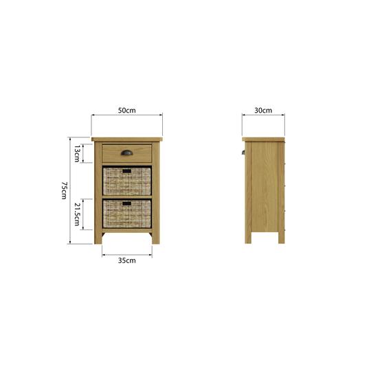 Oregon Oak 2 Baskets Unit Side Table by Lavishway | Hallway Cabinets-31803