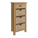 Oregon Oak 3 Baskets Brass Effect Cabinet by Lavishway | Hallway Cabinets-31789