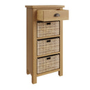 Oregon Oak 3 Baskets Brass Effect Cabinet by Lavishway | Hallway Cabinets-31788
