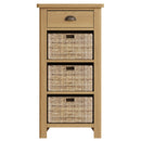 Oregon Oak 3 Baskets Brass Effect Cabinet by Lavishway | Hallway Cabinets-31790