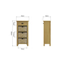Oregon Oak 3 Baskets Brass Effect Cabinet by Lavishway | Hallway Cabinets-31795