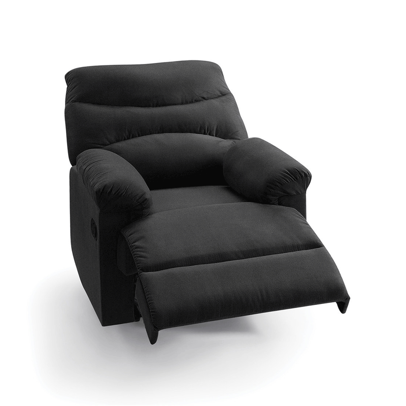Regency Black Faux Leather Reclining Chair by Lavishway | Recliner Sofa-49843