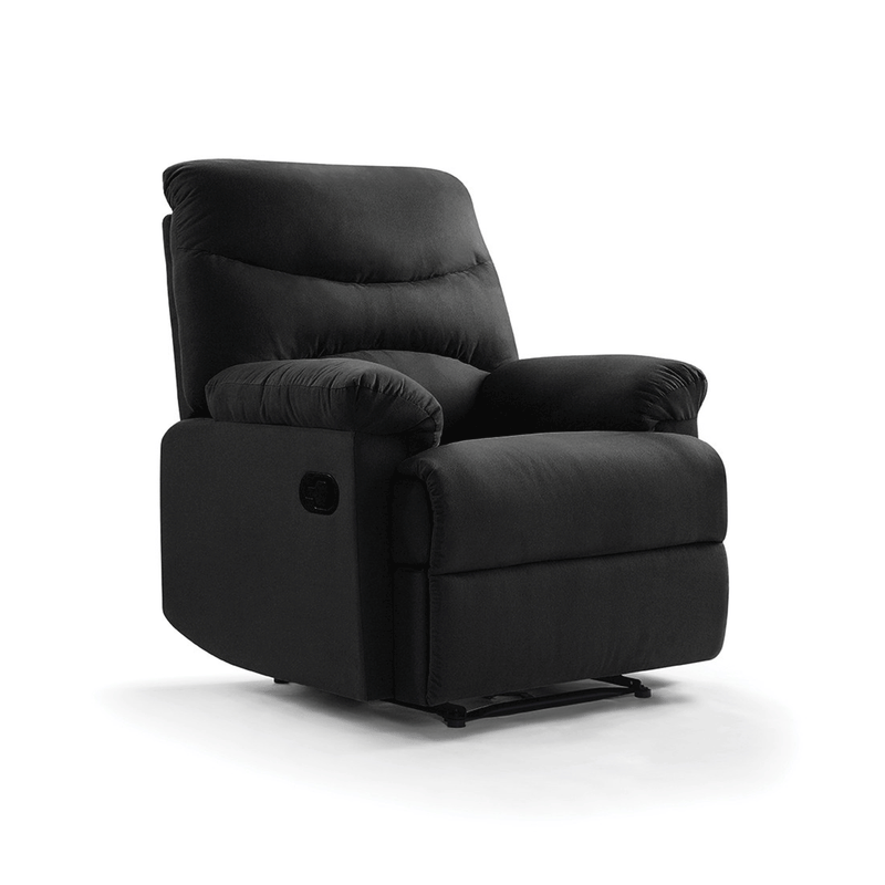 Regency Black Faux Leather Reclining Chair by Lavishway | Recliner Sofa-49842