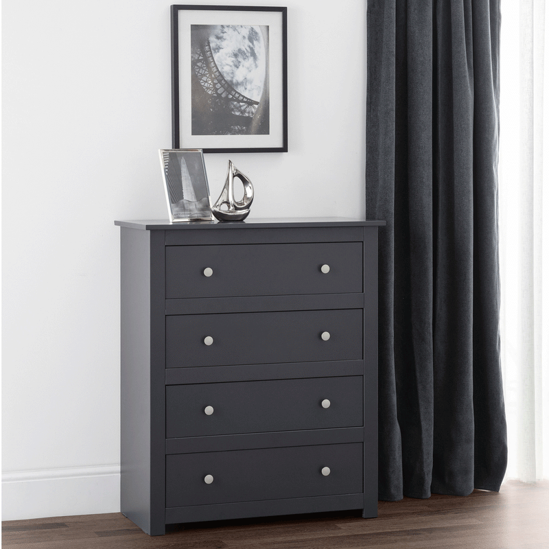 Radley Anthracite Finish 4 Drawers Chest by Lavishway | Chest Of Drawers-61128