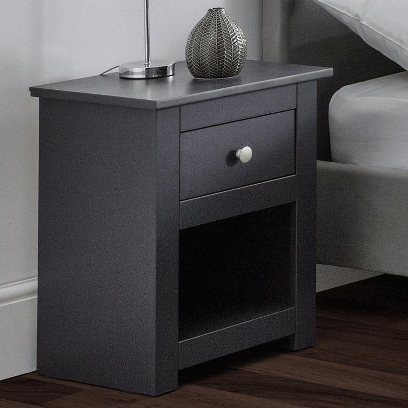 Radley Anthracite Finish Bedside Table by Lavishway | Bedside Tables-61092