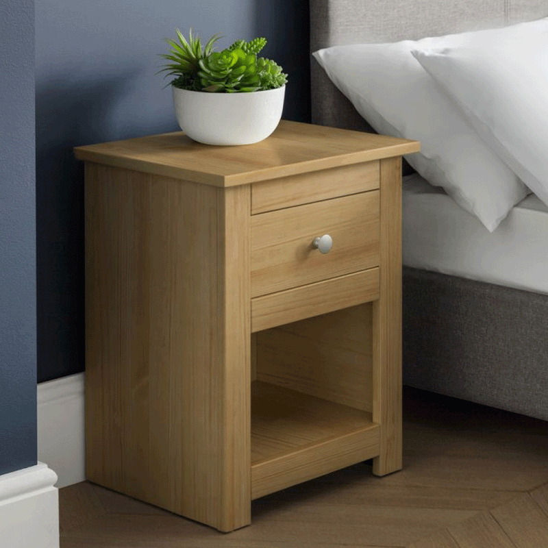 Radley Waxed Pine Effect Bedside Table by Lavishway | Bedside Tables-61076