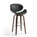 Bachelor Walnut Black Leather Bar Chair by Lavishway | Bar Stools-27369