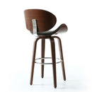 Bachelor Walnut Black Leather Bar Chair by Lavishway | Bar Stools-27372