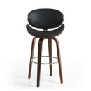 Bachelor Walnut Black Leather Bar Chair by Lavishway | Bar Stools-27370