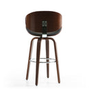Bachelor Walnut Black Leather Bar Chair by Lavishway | Bar Stools-27373