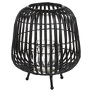 Rattan Contemporary Bulbous Black Lantern by Lavishway | Candle Holders-51399