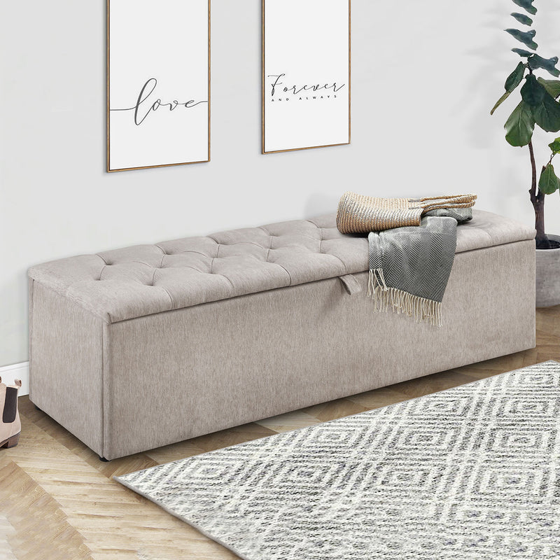 Ravello Mink Fabric Blanket Box by Lavishway | Benches & Storage Benches-61153