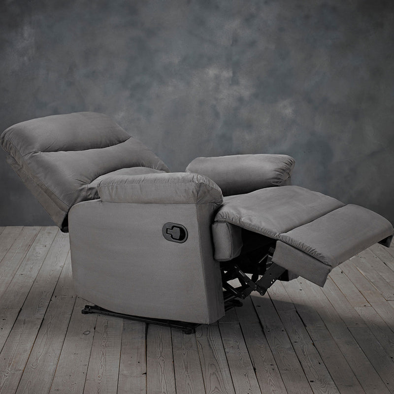 Regency Grey Faux Reclining Chair by Lavishway | Recliner Sofa-28401