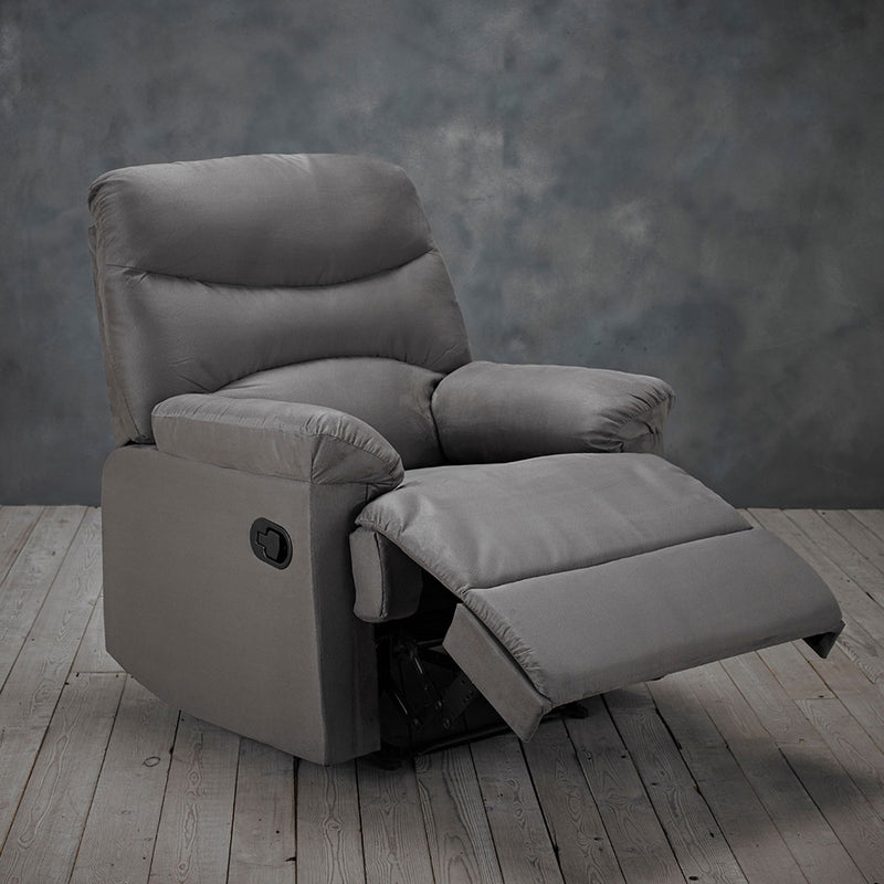 Regency Grey Faux Reclining Chair by Lavishway | Recliner Sofa-28400