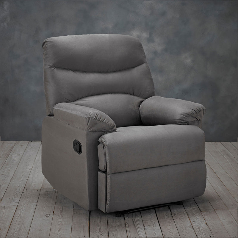 Regency Grey Faux Reclining Chair by Lavishway | Recliner Sofa-28399