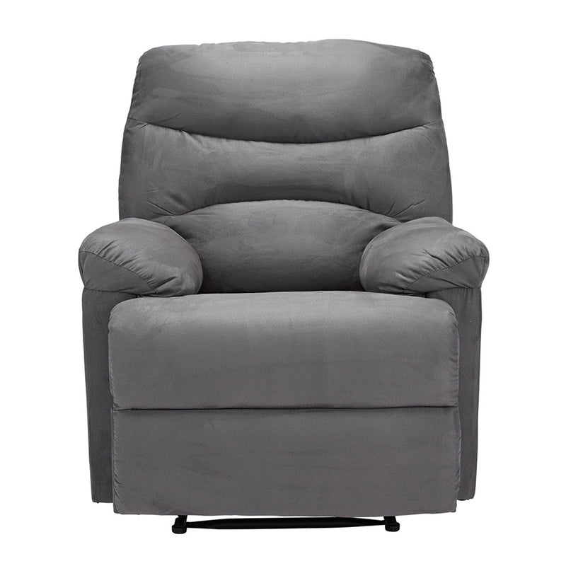 Regency Grey Faux Reclining Chair by Lavishway | Recliner Sofa-28402