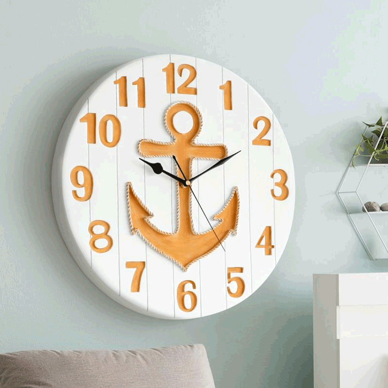 Resin Anchor Pattern Quartz Modern Wall Clock by Lavishway | Wall Clocks-50050