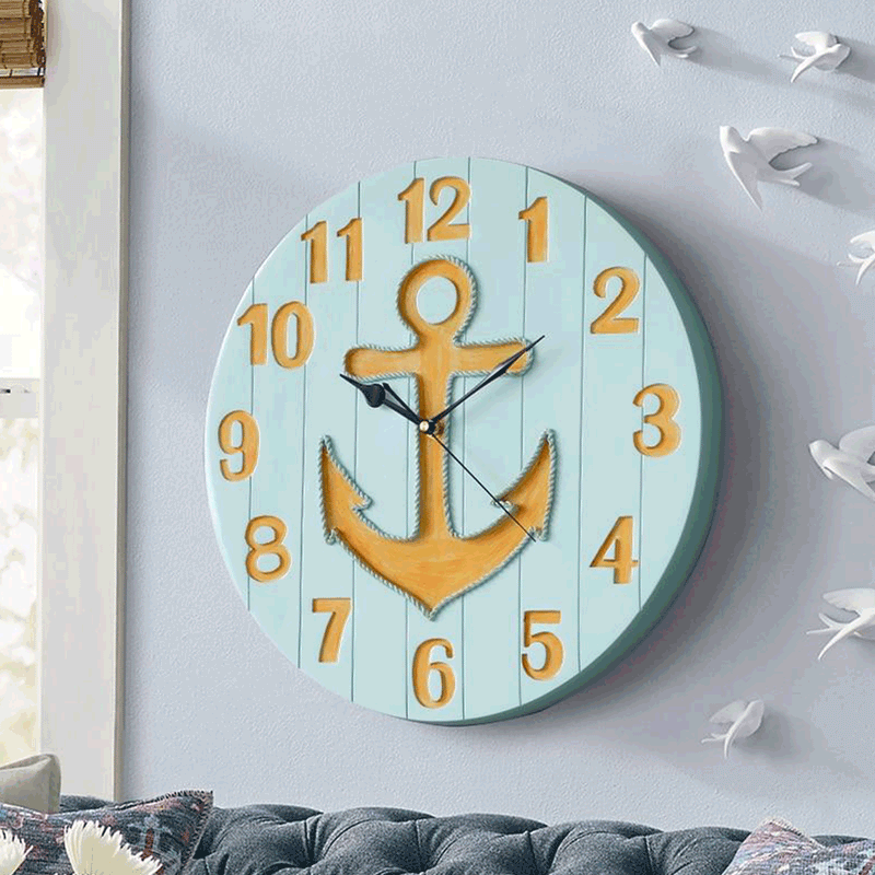 Resin Anchor Pattern Quartz Modern Wall Clock by Lavishway | Wall Clocks-50049