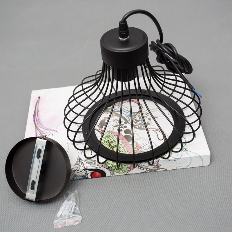 Industrial Black Metal Cage Pendant Light by Lavishway | Pendant Lighting-50065