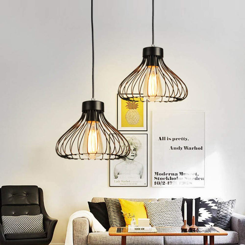Industrial Black Metal Cage Pendant Light by Lavishway | Pendant Lighting-50062